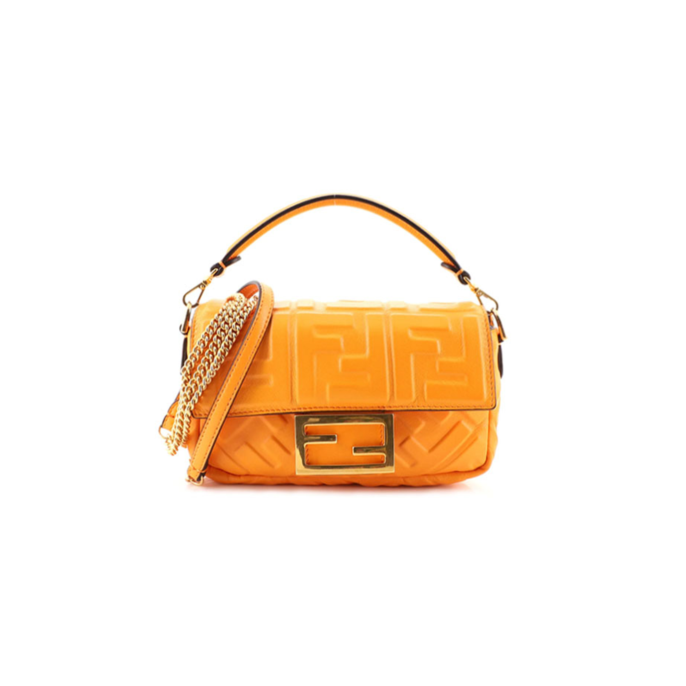 FENDI BAGUETTE NM BAG ZUCCA EMBOSSED LEATHER MINI  (18*13*5cm)